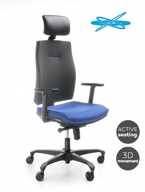 Fotel biurowy CORR black CJ 103 SBF z zagłówkiem - ruch 3D