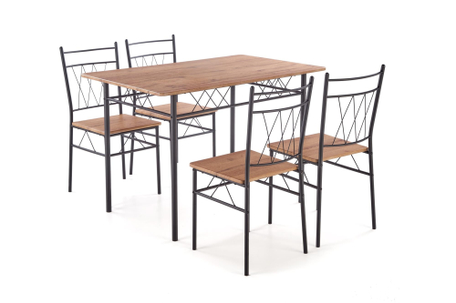 FAUST zestaw stół + 4 krzesła dąb naturalny / czarny