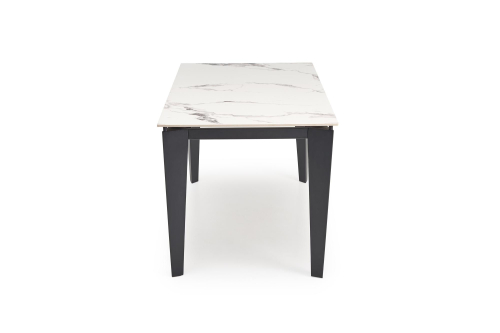 FELIX stół rozkładany 141-201/81/76, blat - biały marmur, nogi - czarny