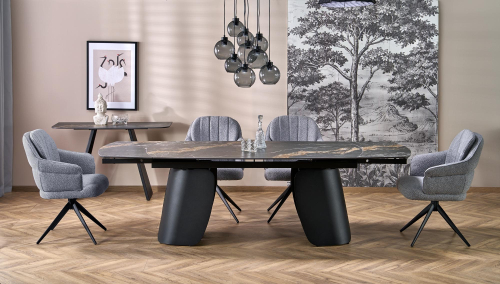 FORUM stół rozkładany 180-260/90/76 cm, czarny marmur / czarny