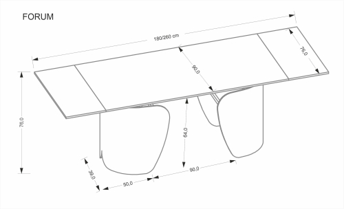 FORUM stół rozkładany 180-260/90/76 cm, czarny marmur / czarny