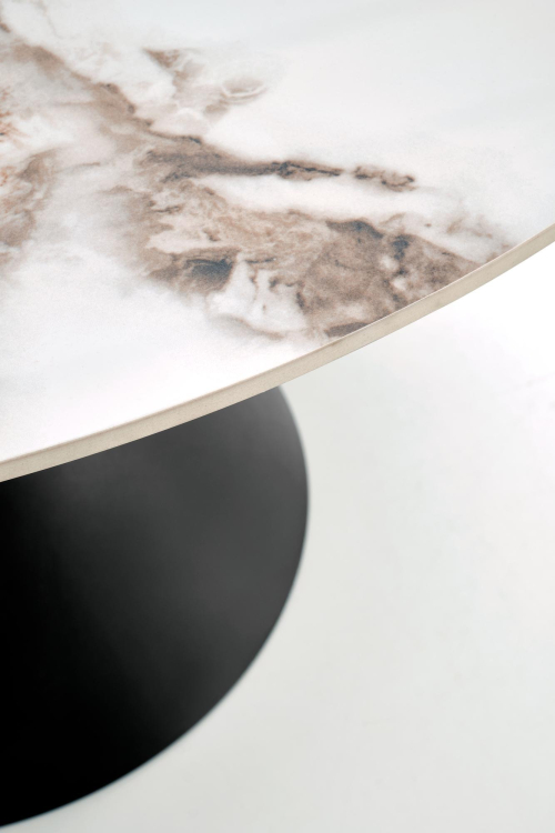 GARET stół okrągły, biały marmur / czarny