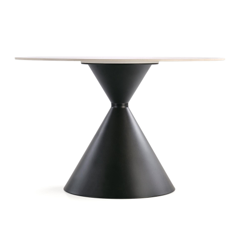 GARET stół okrągły, biały marmur / czarny