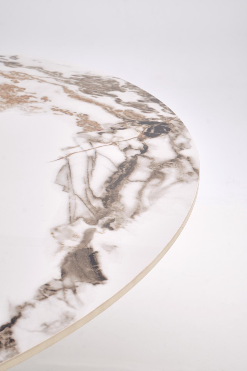 GARET stół okrągły, biały marmur / czarny