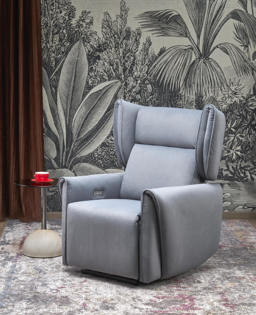 GELATO fotel wypoczynkowy z elektryczną funkcją rozkładania popielaty