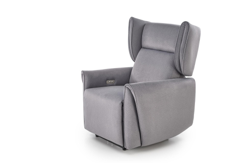 GELATO fotel wypoczynkowy z elektryczną funkcją rozkładania popielaty