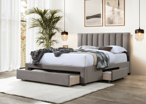 GRACE 160 łóżko z szufladami beżowy velvet