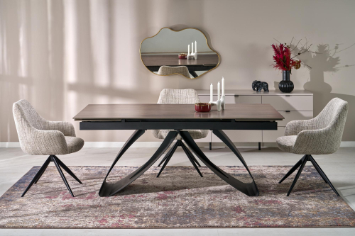 HILARIO stół rozkładany 180-260/90/75, blat - orzechowy, nogi - czarny