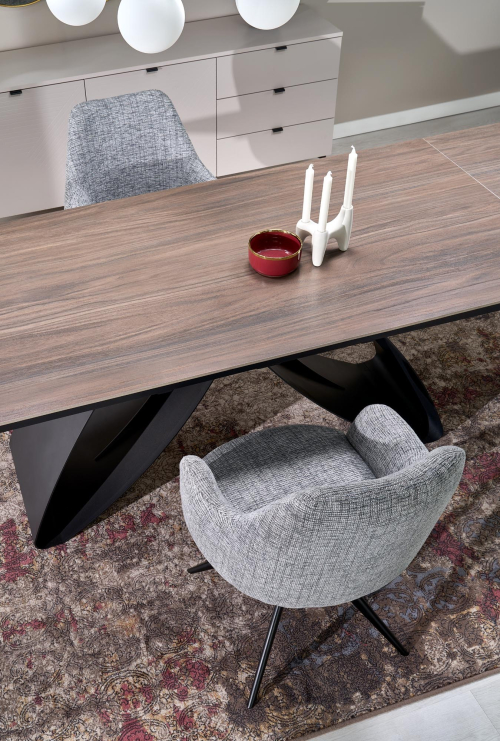 HILARIO stół rozkładany 180-260/90/75, blat - orzechowy, nogi - czarny