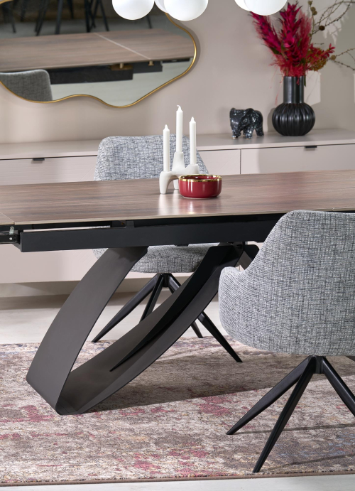 HILARIO stół rozkładany 180-260/90/75, blat - orzechowy, nogi - czarny