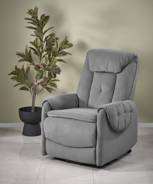 HORTON fotel wypoczynkowy z elektrycznym rozkładaniem i funkcją pionizacji popielaty