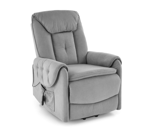 HORTON fotel wypoczynkowy z elektrycznym rozkładaniem i funkcją pionizacji popielaty