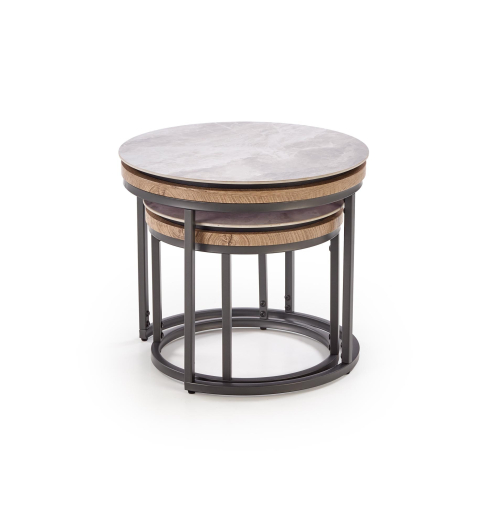 ITAKA zestaw 2 ław, popielaty marmur / grafitowy