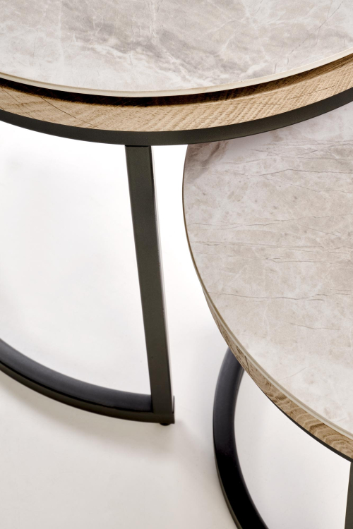 ITAKA zestaw 2 ław, popielaty marmur / grafitowy