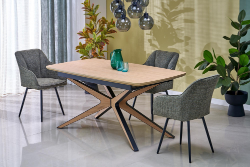 JAMES stół rozkładany 160-220/90/76 cm, naturalny / czarny