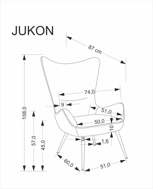 JUKON fotel wypoczynkowy popielaty