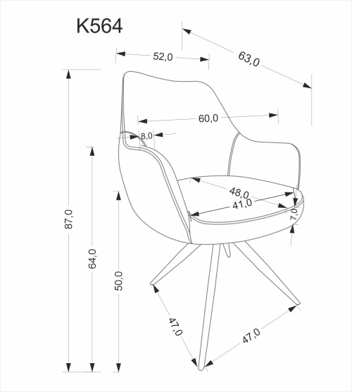 K564 krzesło popielaty obrotowe