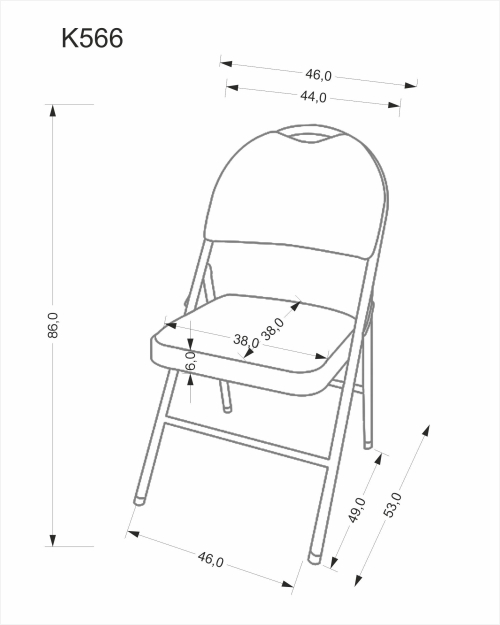 K566 krzesło składane, czarny / popiel
