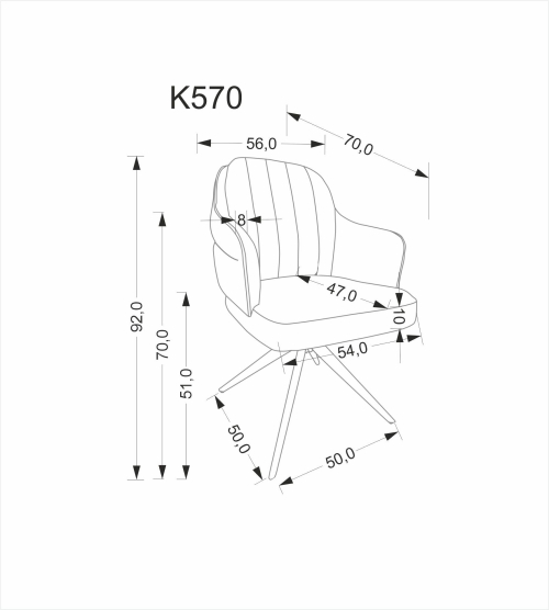 K570 krzesło obrotowe popielaty