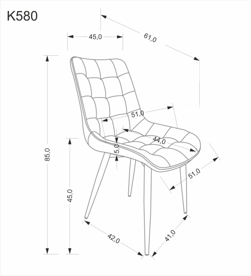 K580 krzesło kolor popielaty