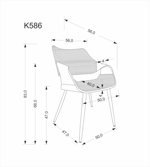 K586 krzesło kolor orzechowy / czarny