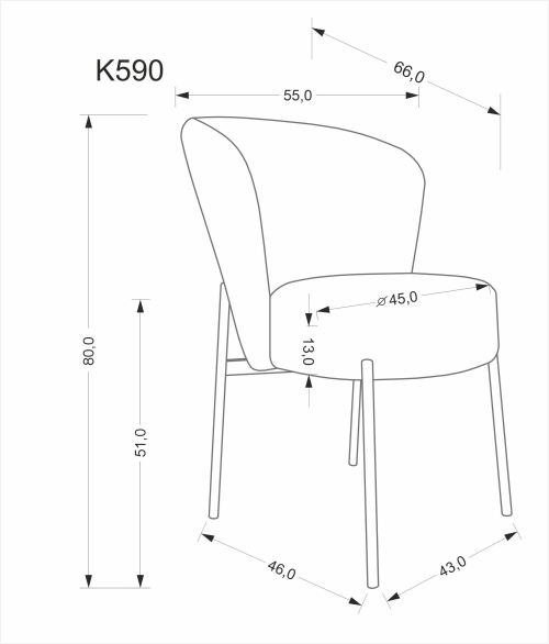 K590 krzesło kolor popielaty