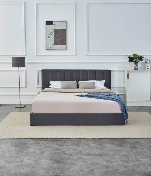 KATARINA  łóżko z pojemnikiem na pościel, popielaty