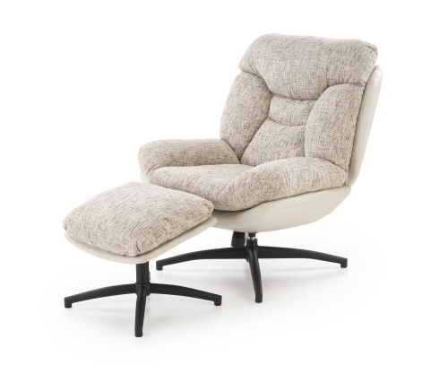 KRONOS fotel  z funkcją kołyski z podnóżkiem, beżowy / wielobarwny