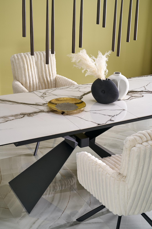 LUCIANO stół rozkładany 180-230/90/76, blat: biały marmur 