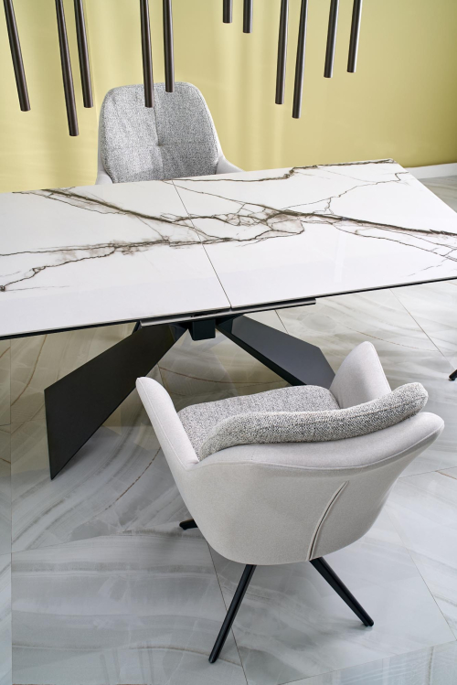 LUCIANO stół rozkładany 180-230/90/76, blat: biały marmur 