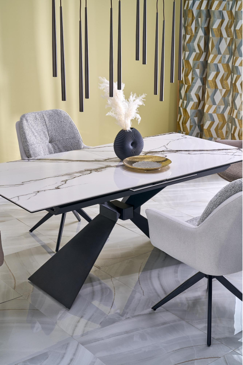 LUCIANO stół rozkładany 180-230/90/76, blat: biały marmur 