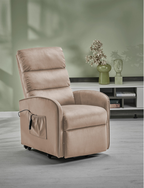 MARONI fotel wypoczynkowy beżowy z funkcją elektrycznego rozkładania / funkcja pionizacji