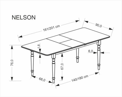 NELSON stół rozkładany 160-200/90/76 cm, biały