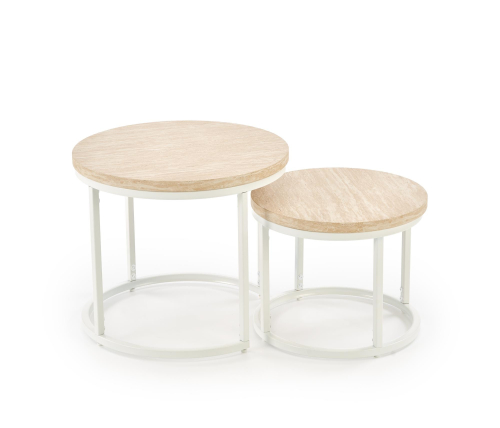 OREO zestaw dwóch ław, trawertyn / biały