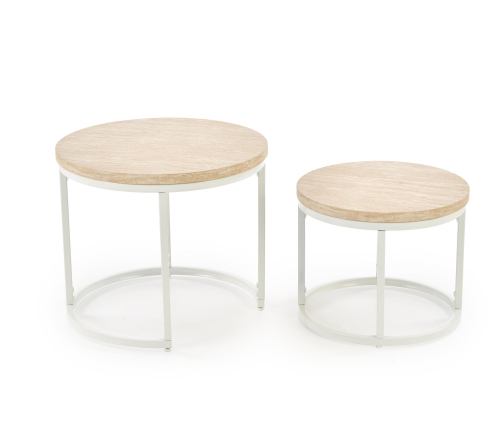 OREO zestaw dwóch ław, trawertyn / biały