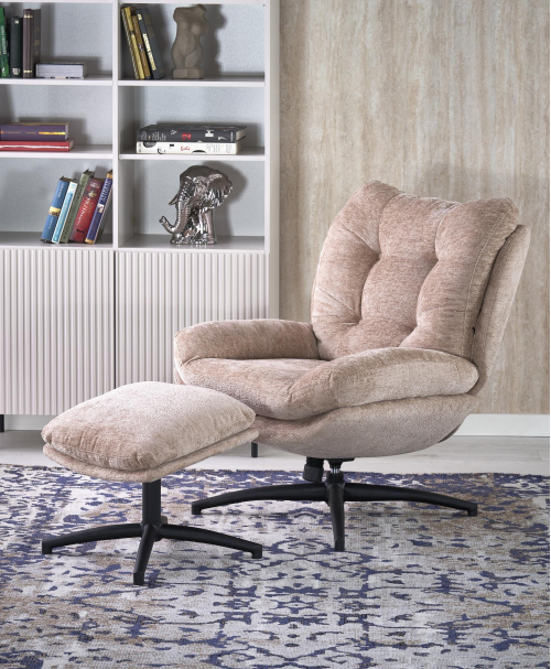 PESTO fotel z podnóżkiem / funkcja kołyski, beżowy