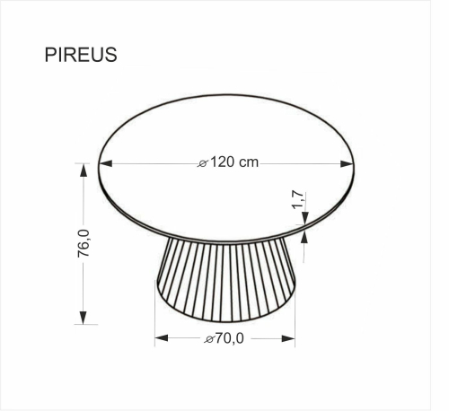 PIREUS stół okrągły fi120/76 cm, trawertyn / orzech