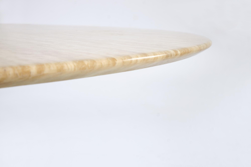 PIREUS stół okrągły fi120/76 cm, trawertyn / orzech