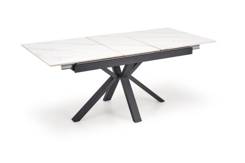 PLATAN stół rozkładany 140-180/85/76 cm, biały marmur / czarny