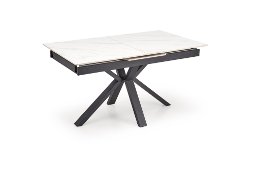 PLATAN stół rozkładany 140-180/85/76 cm, biały marmur / czarny