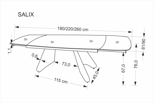 SALIX stół rozkładany, trawertyn / kaszmir