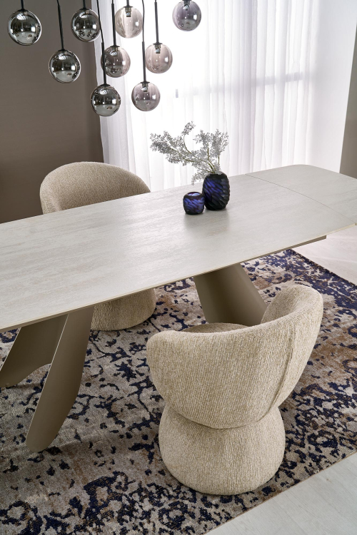 SALIX stół rozkładany, trawertyn / kaszmir