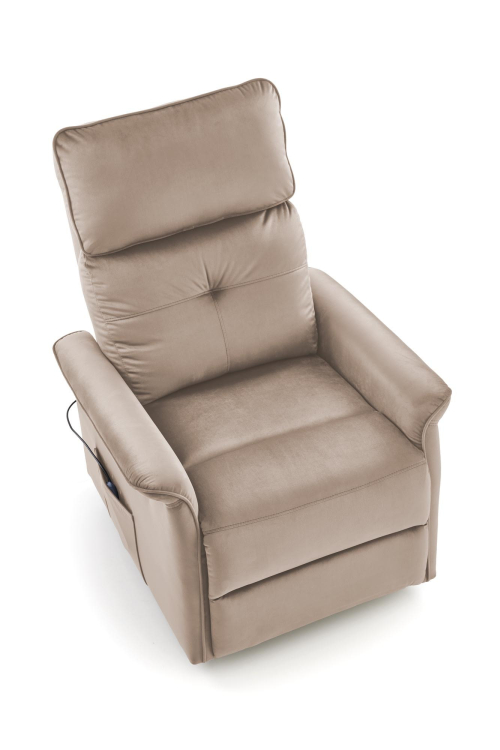 SEMIR 2 fotel wypoczynkowy beżowy z funkcją elektrycznego rozkładania / funkcja pionizacji / funkcja masażu