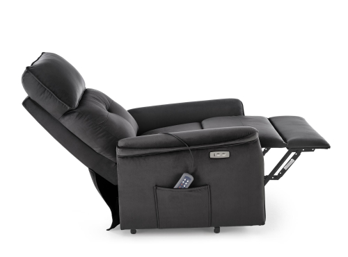 SEMIR 2 fotel wypoczynkowy czarny z funkcją elektrycznego rozkładania / funkcja pionizacji / funkcja masażu