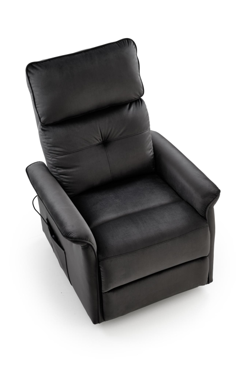SEMIR 2 fotel wypoczynkowy czarny z funkcją elektrycznego rozkładania / funkcja pionizacji / funkcja masażu
