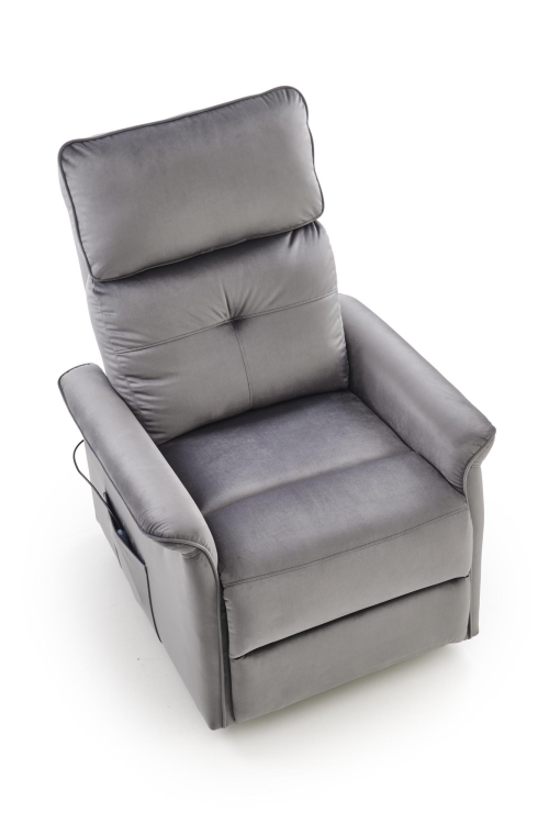 SEMIR 2 fotel wypoczynkowy popielaty z funkcją elektrycznego rozkładania / funkcja pionizacji / funkcja masażu