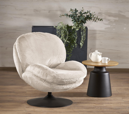 SHELL fotel obrotowy wypoczynkowy, kremowy