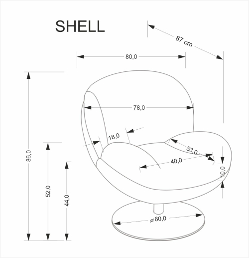 SHELL fotel obrotowy wypoczynkowy, popielaty