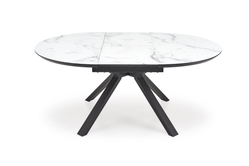 VERTIGO stół rozkładany, blat - biały marmur, nogi - czarny