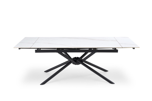VITORINO stół rozkładany, blat - biały marmur, nogi - czarny
